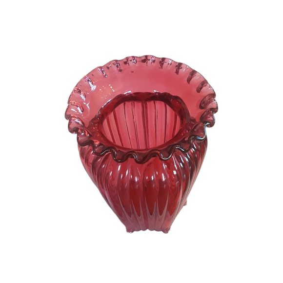 Fenton Other - Fenton Country Cranberry Art Glass Ribbed Vase